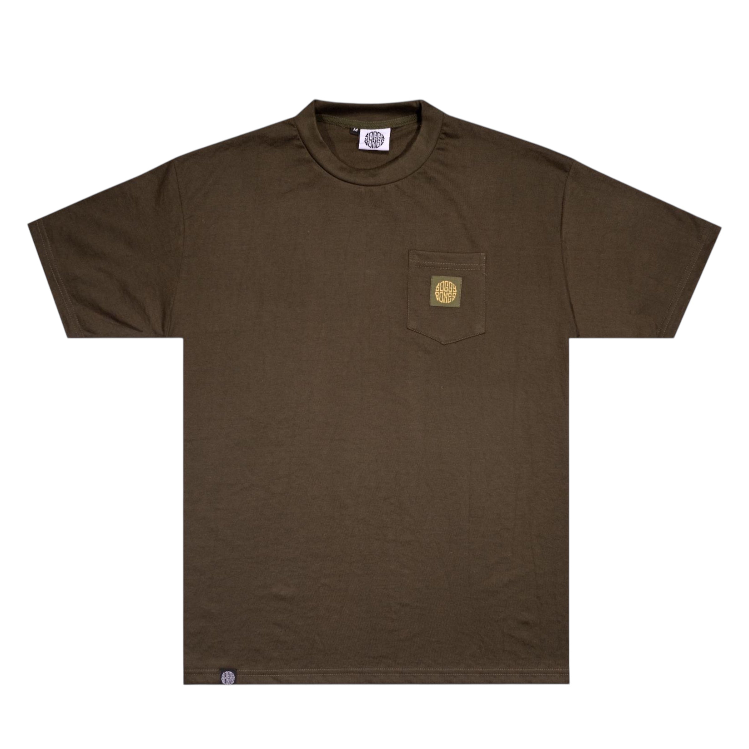 SOGGYBONES WOVEN LABEL POCKET TEE - OLIVE GREEN