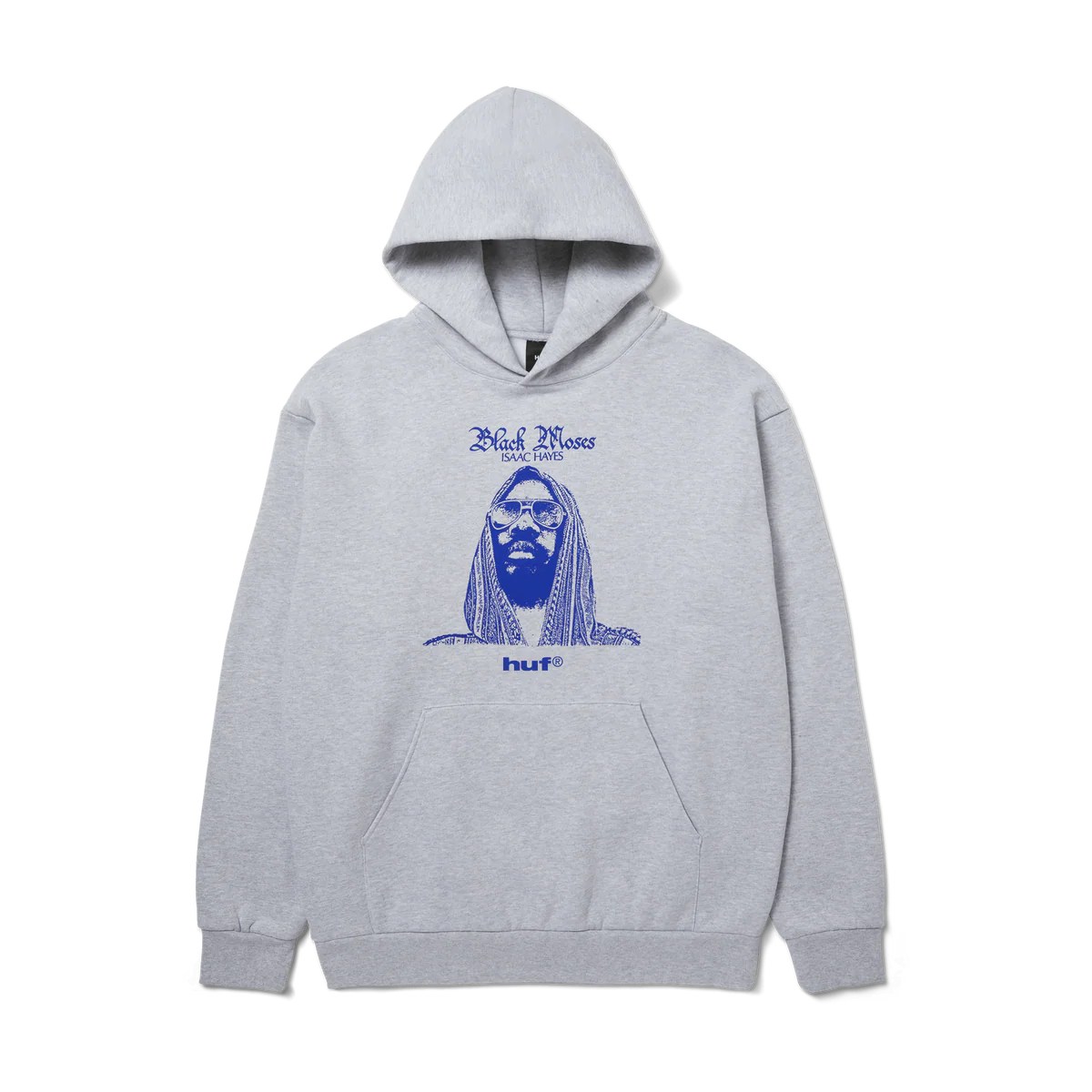 HUF X ISAAC HAYES BLACK MOSES HEAVYWEIGHT PULLOVER HOODIE