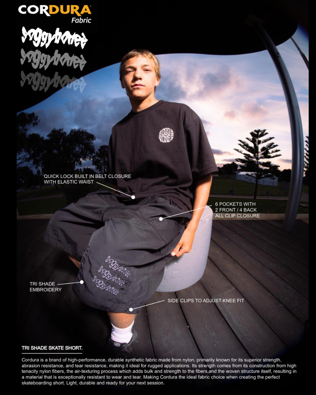SOGGYBONES TRI SHADE SKATE SHORT