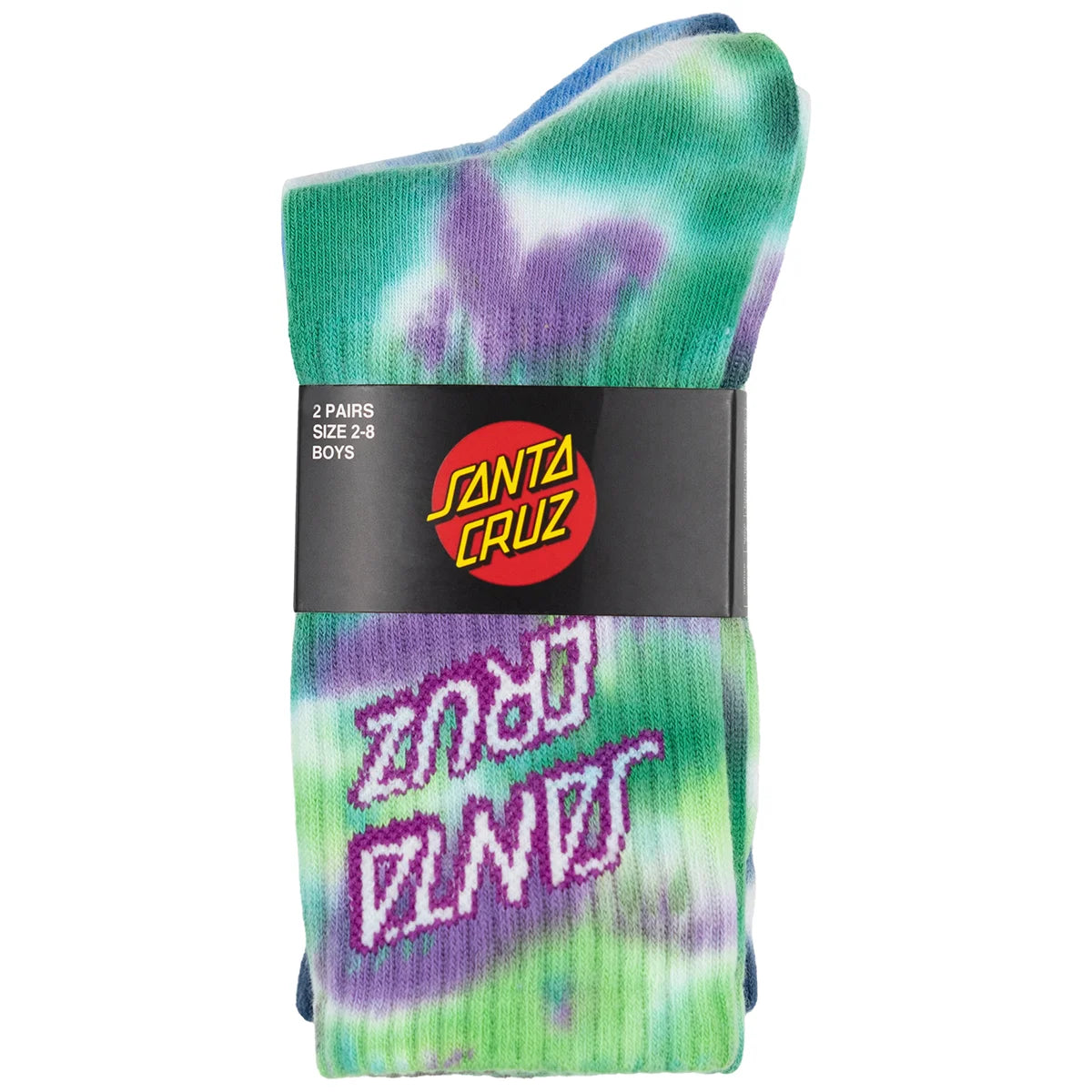 SANTA CRUZ - STACK STRIP YOUTH SOCKS BLUE/GREEN TIE DYE