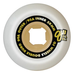 58mm Double Duro White Gum Mini Combo 99a/95a OJ Skateboard Wheels