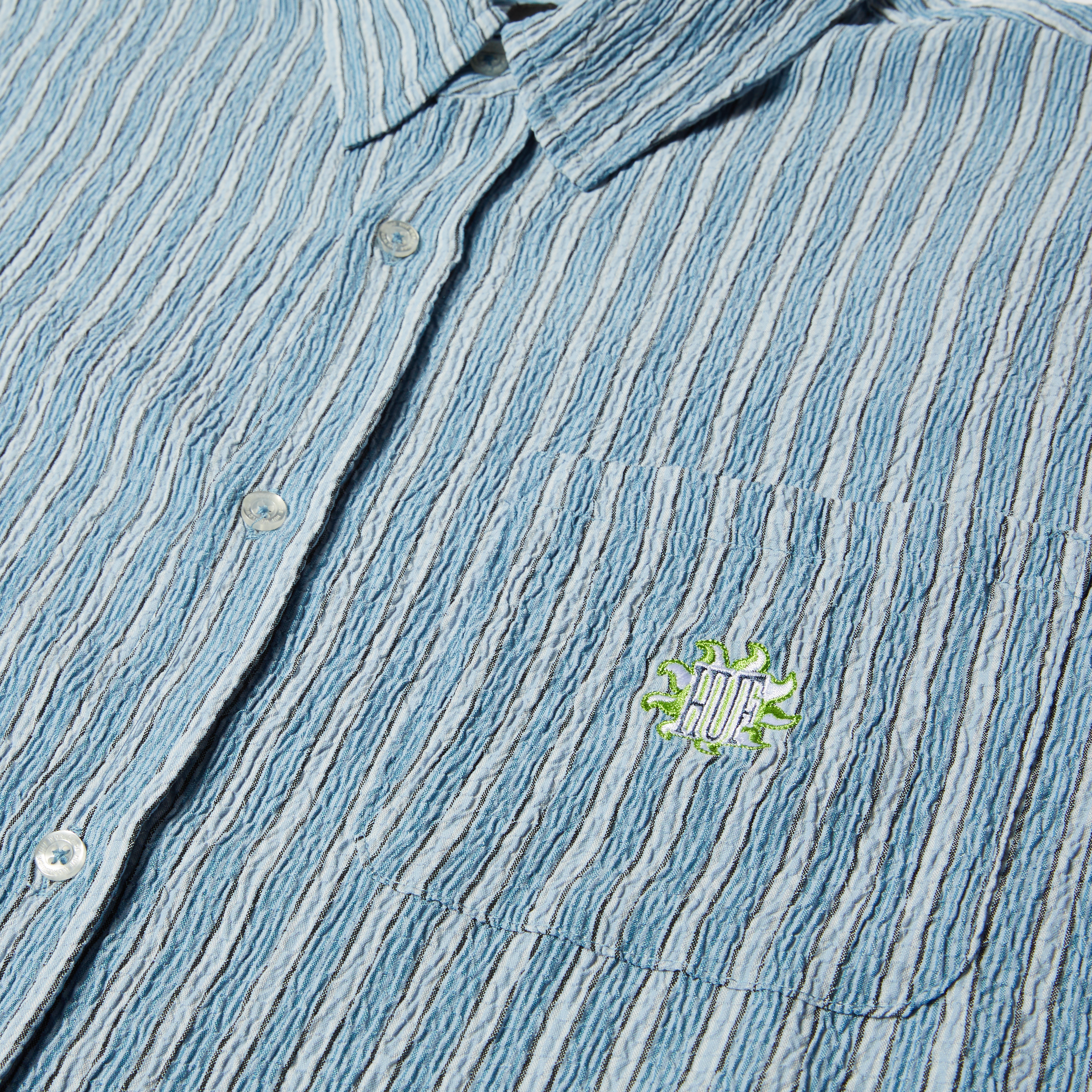 HUF APOLLO STRIPED SHIRT - POOL BLUE