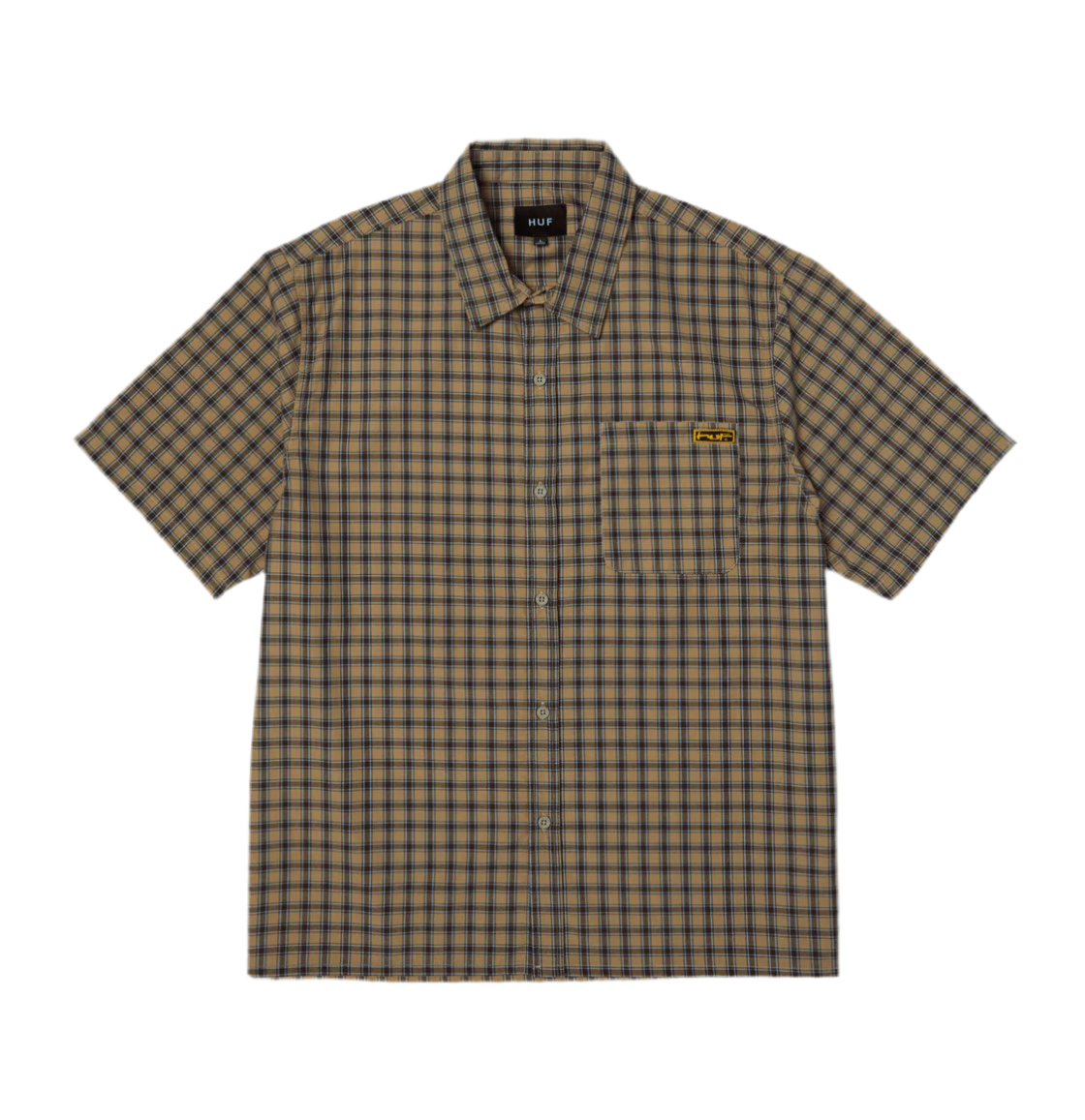HUF STRETCH MICRO PLAID SHIRT - CLAY