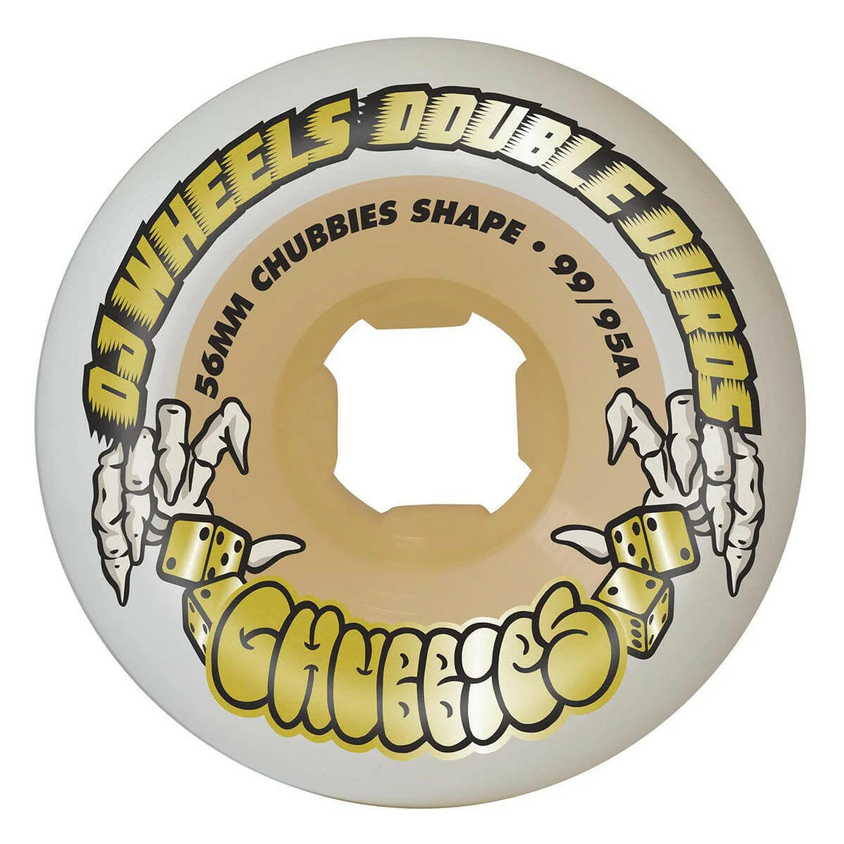 OJ - DOUBLE DURO WHITE GUM CHUBBIES 56MM 99A/95A SKATEBOARD WHEELS