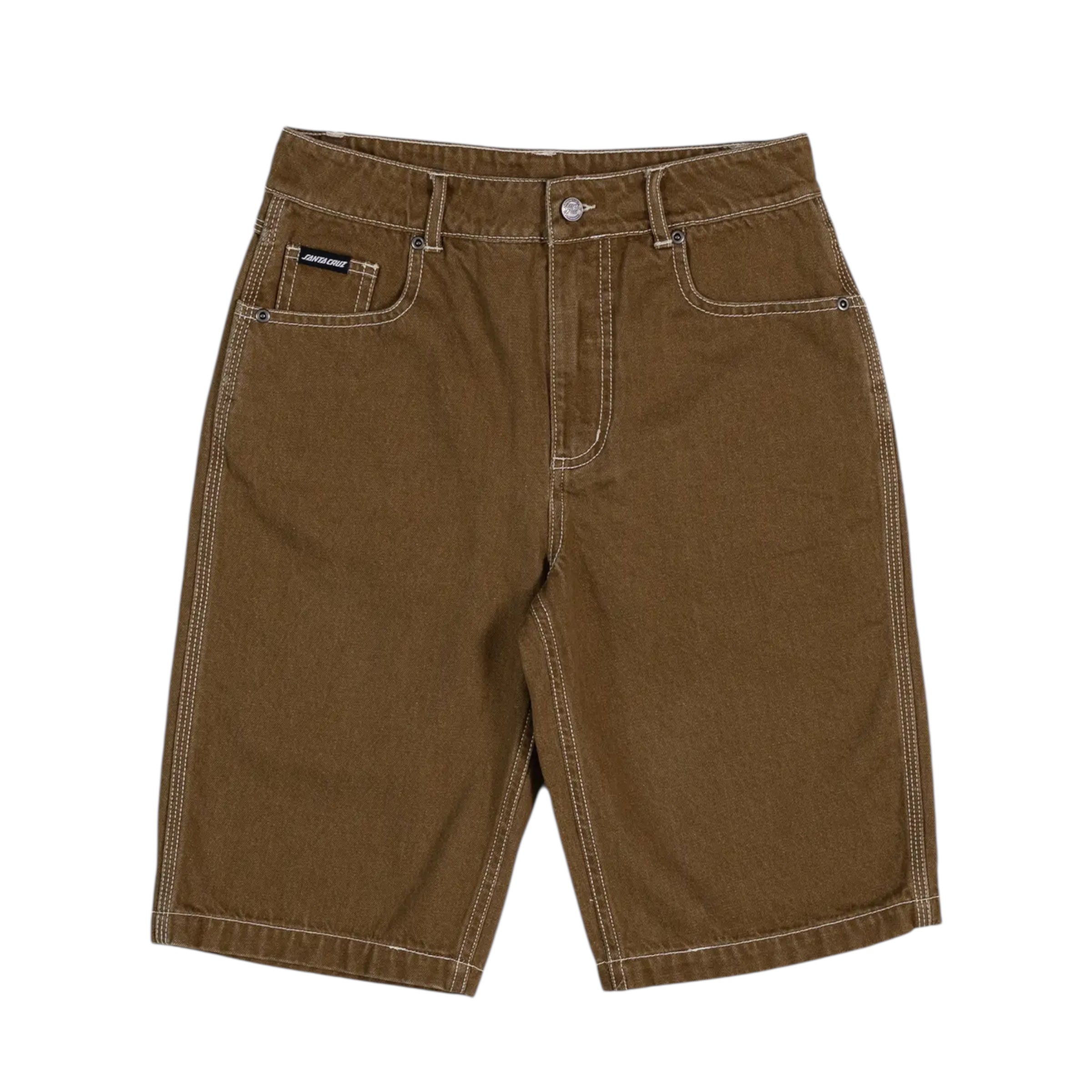 SANTA CRUZ BRAIN DOT BONE STACK JEAN SHORTS YOUTH - TAN