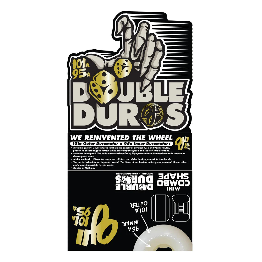 58mm Double Duro White Gum Mini Combo 99a/95a OJ Skateboard Wheels