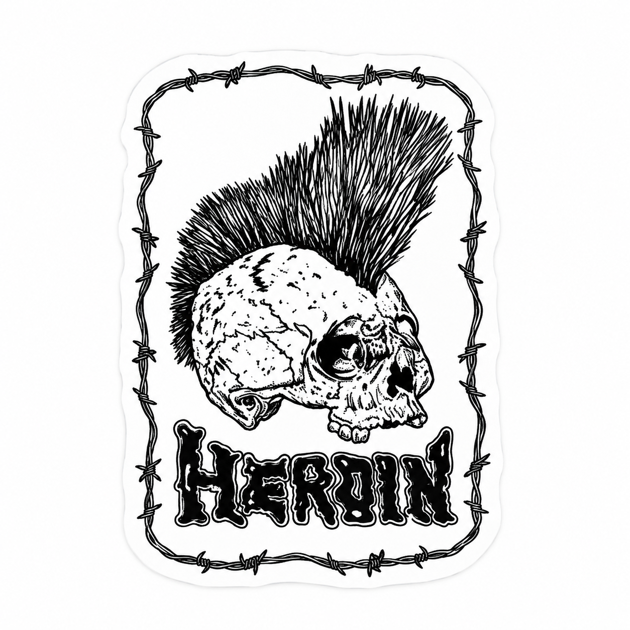HEROIN SKATEBOARDS STICKER SKULL