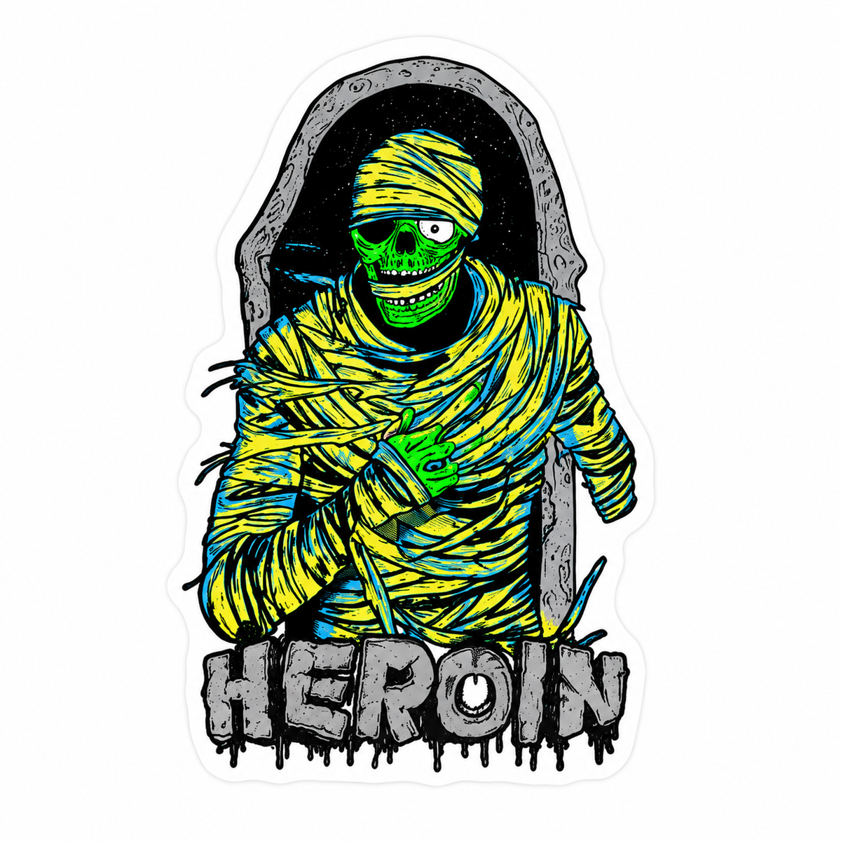 HEROIN SKATEBOARDS STICKER MUMMY