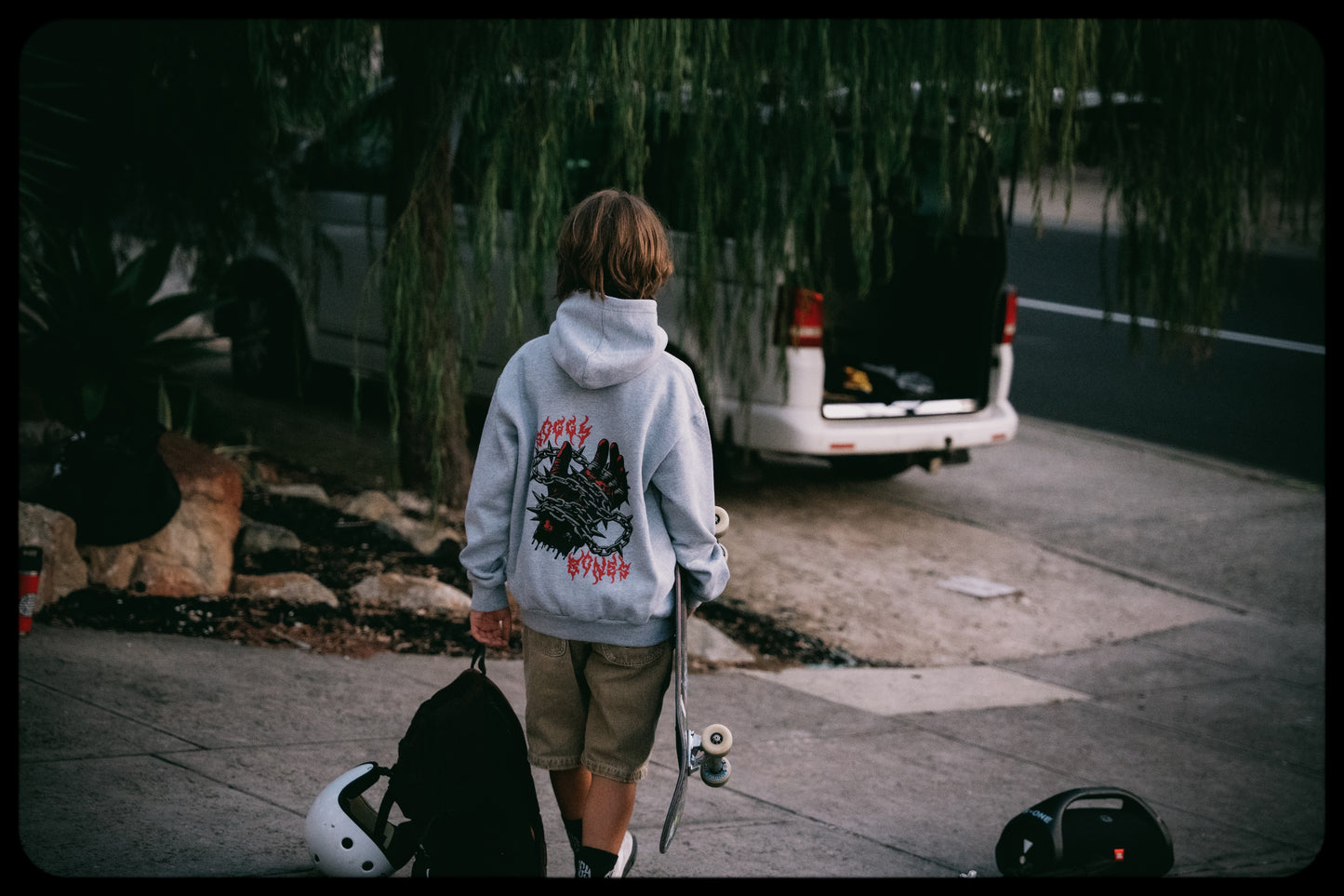 Soggy Bones YOUTH Chains Hood – Grey Marl