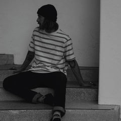 SOGGYBONES SILHOUETTE TEE - CREAM STRIPE