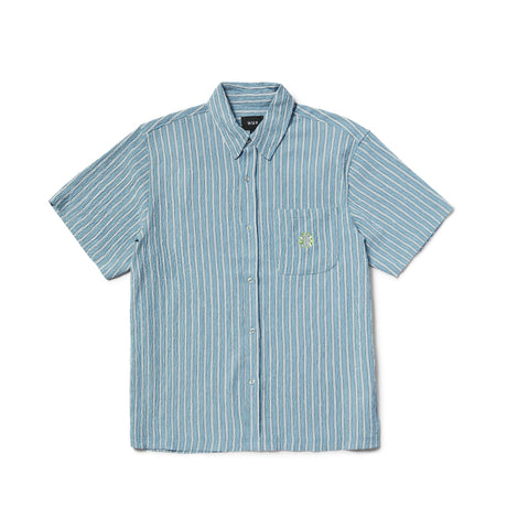 HUF APOLLO STRIPED SHIRT - POOL BLUE