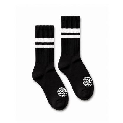 SOGGYBONES STRIPE CREW SOCK BLACK / WHITE
