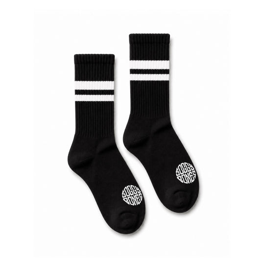 SOGGYBONES YOUTH STRIPE CREW SOCK BLACK / WHITE