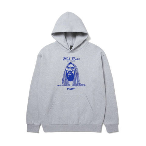 HUF X ISAAC HAYES BLACK MOSES HEAVYWEIGHT PULLOVER HOODIE