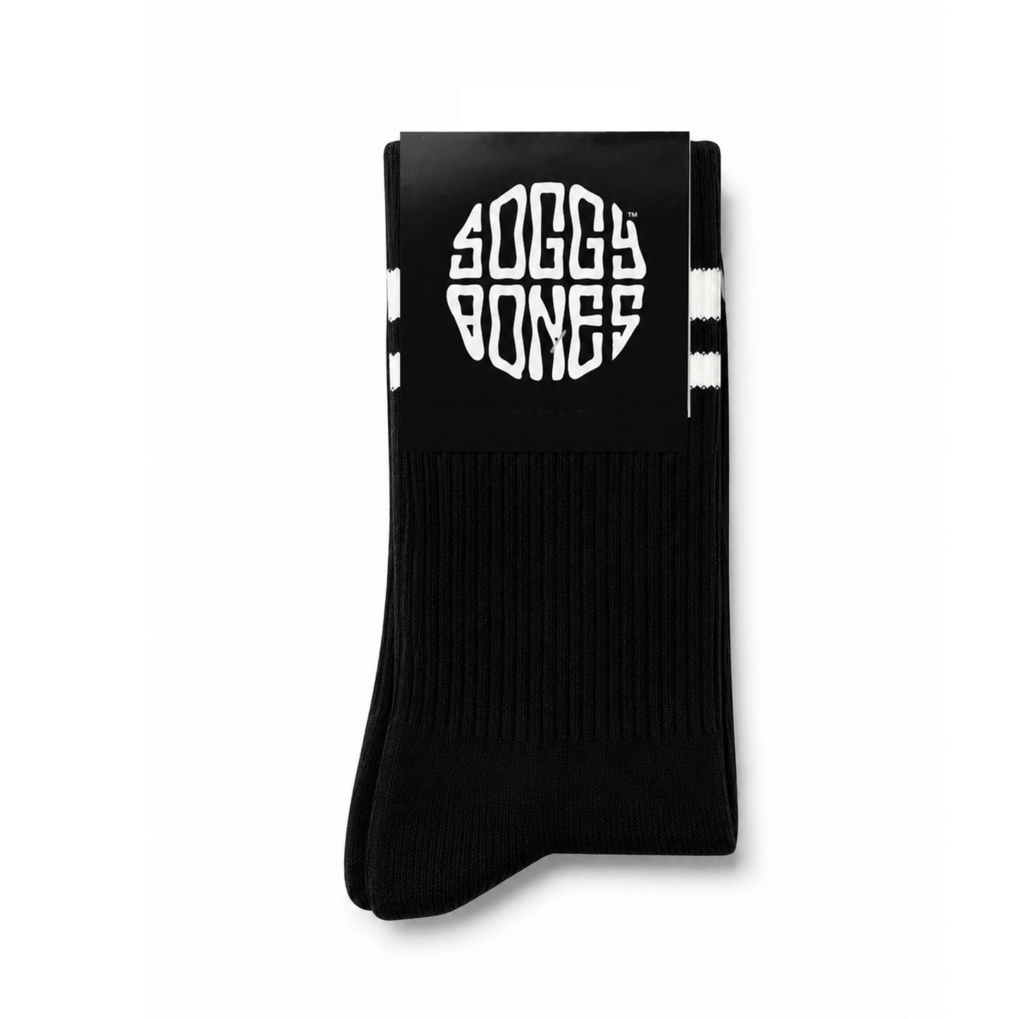 SOGGYBONES STRIPE CREW SOCK BLACK / WHITE
