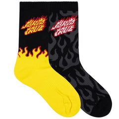 SANTA CRUZ FLAMING STACK YOUTH CREW SOCK 2 PACK