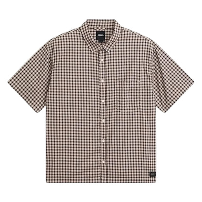 Vans Larkspur mini plaid short sleeve button up - oatmeal.