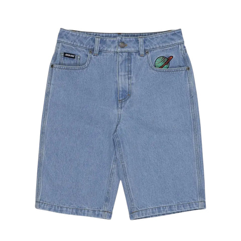 SANTA CRUZ SPACE ROCKET STACK JEAN SHORTS YOUTH - MID BLUE