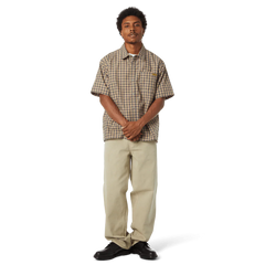 HUF STRETCH MICRO PLAID SHIRT - CLAY