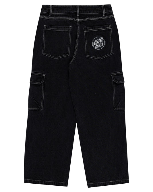 Santa Cruz Reverse dot patch baggy denim pants - Washed Black YOUTH