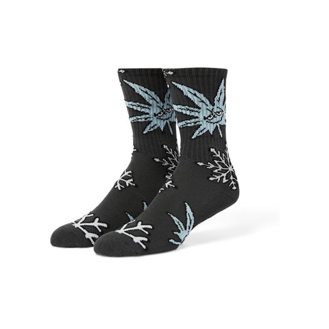 HUF GREEN BUDDY SNOWFLAKE SOCKS - BLACK