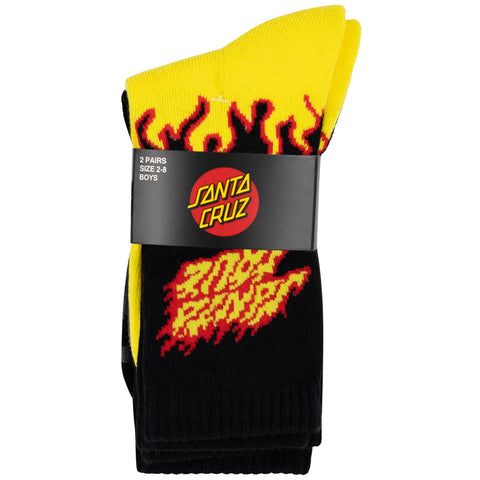 SANTA CRUZ FLAMING STACK YOUTH CREW SOCK 2 PACK