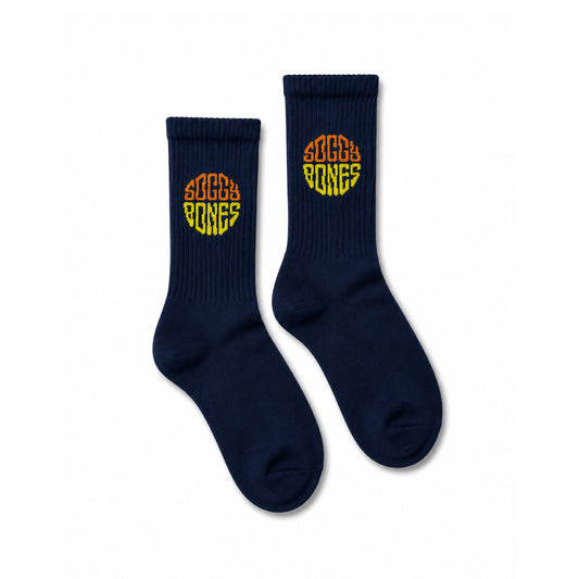 SOGGYBONES YOUTH OG LOGO CREW SOCK NAVY / ORANGE / YELLOW