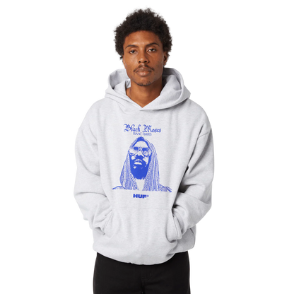 HUF X ISAAC HAYES BLACK MOSES HEAVYWEIGHT PULLOVER HOODIE