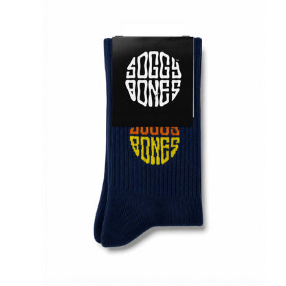 SOGGYBONES YOUTH OG LOGO CREW SOCK NAVY / ORANGE / YELLOW