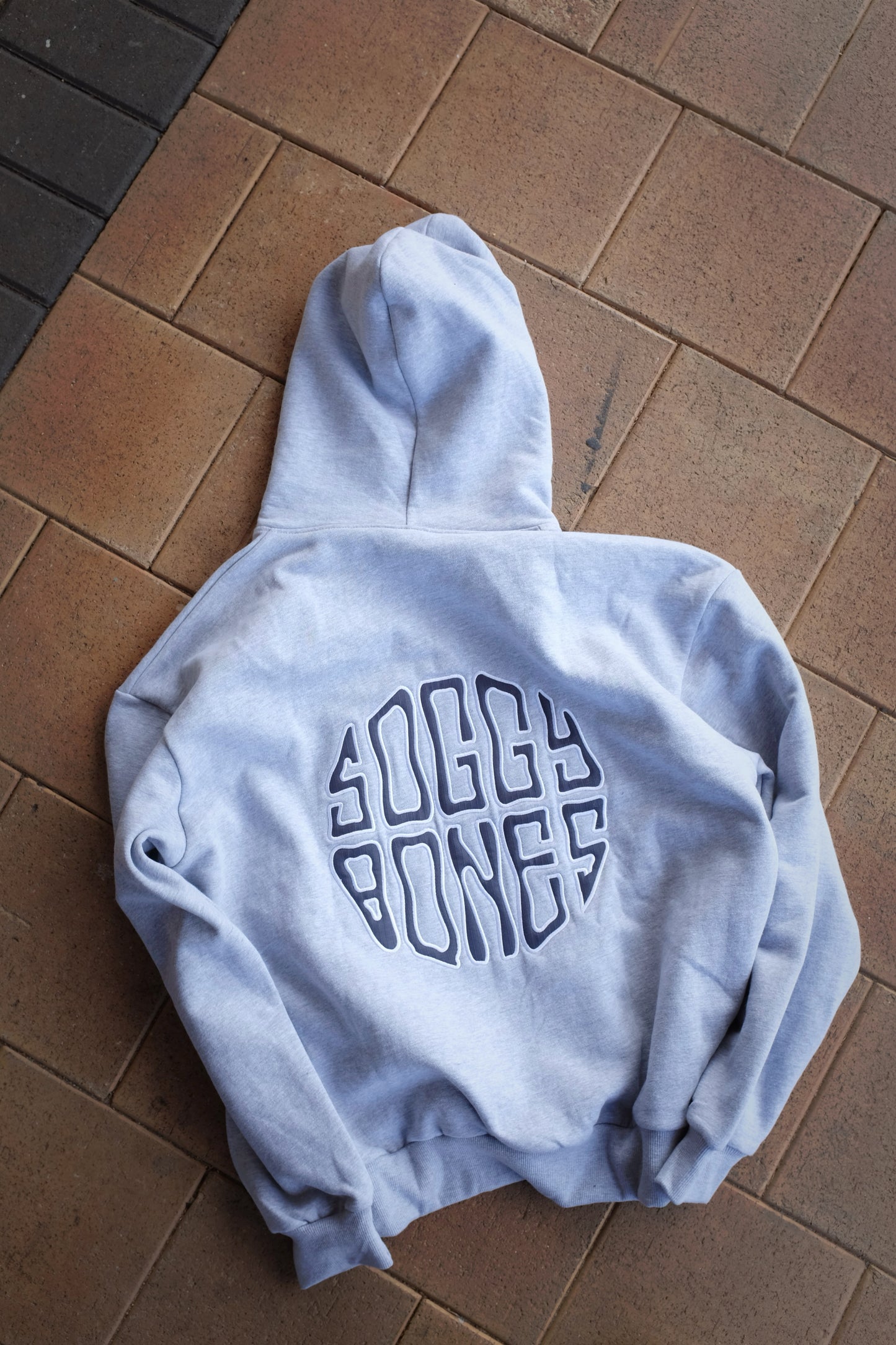 Soggy Bones Ripstop Logo Hood – Grey Marl / Navy