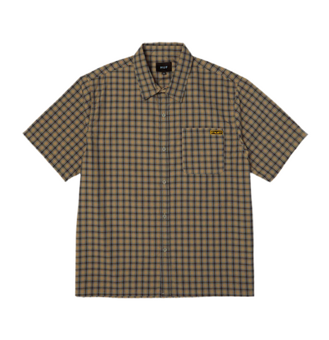 HUF STRETCH MICRO PLAID SHIRT - CLAY