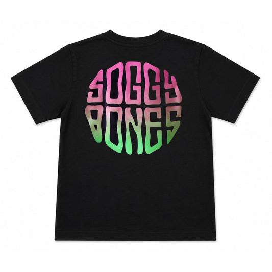 Soggy Bones YOUTH OG Gradient Fade Tee – Black / Neon Pink & Green