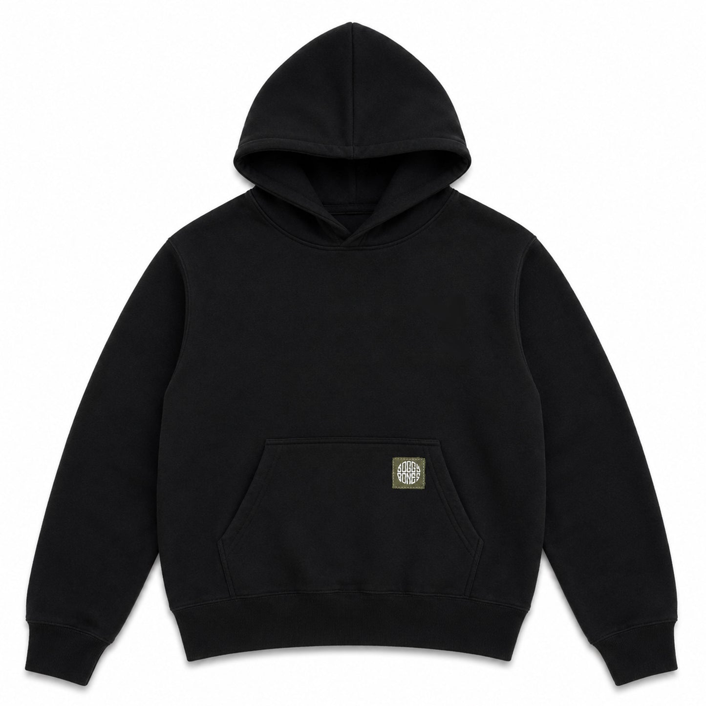 Soggy Bones Ripstop Logo Hood – Black / Army Green