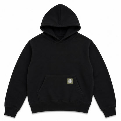 Soggy Bones Ripstop Logo Hood – Black / Army Green