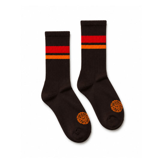 SOGGYBONES STRIPE CREW SOCK BROWN / RED / ORANGE