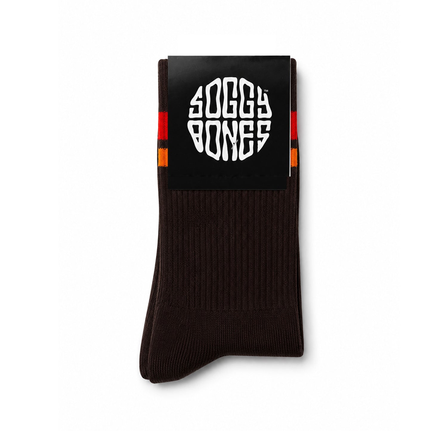 SOGGYBONES STRIPE CREW SOCK BROWN / RED / ORANGE