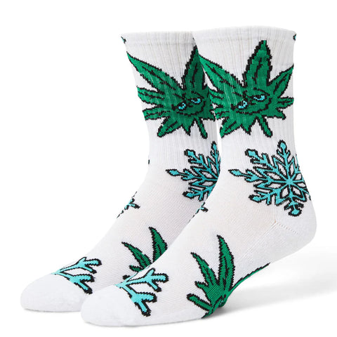 HUF GREEN BUDDY SNOWFLAKE SOCKS - WHITE