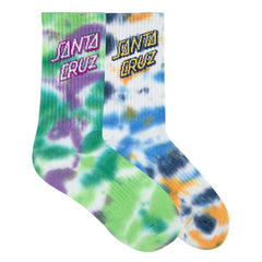 SANTA CRUZ - STACK STRIP YOUTH SOCKS BLUE/GREEN TIE DYE