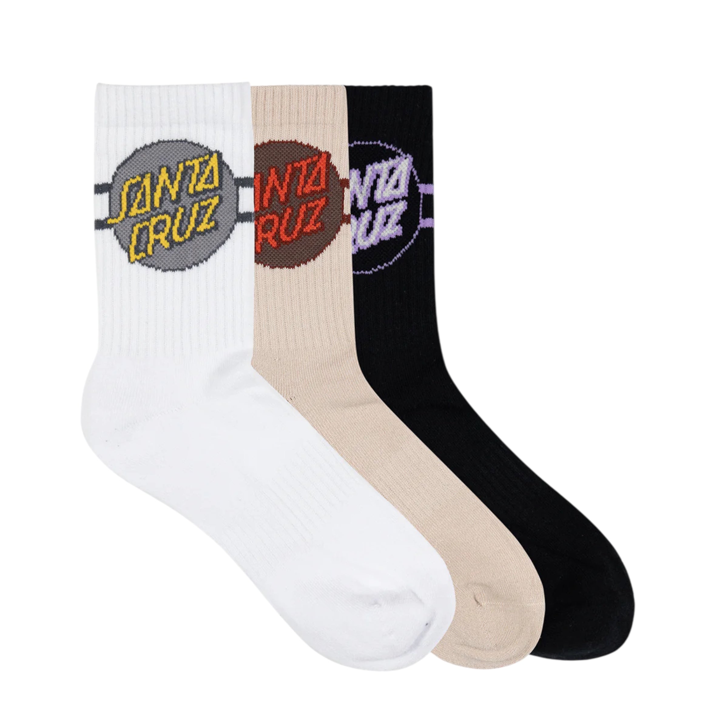 SANTA CRUZ OTHER DOT STRIPE CREW SOCK 3PACK