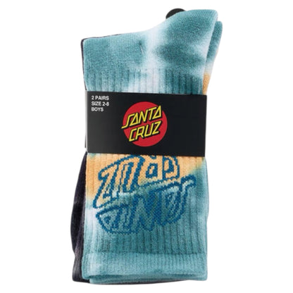 SANTA CRUZ MALBA CRASH STACK YOUTH SOCK -  2 PACK TEAL TIE DYE BLACK