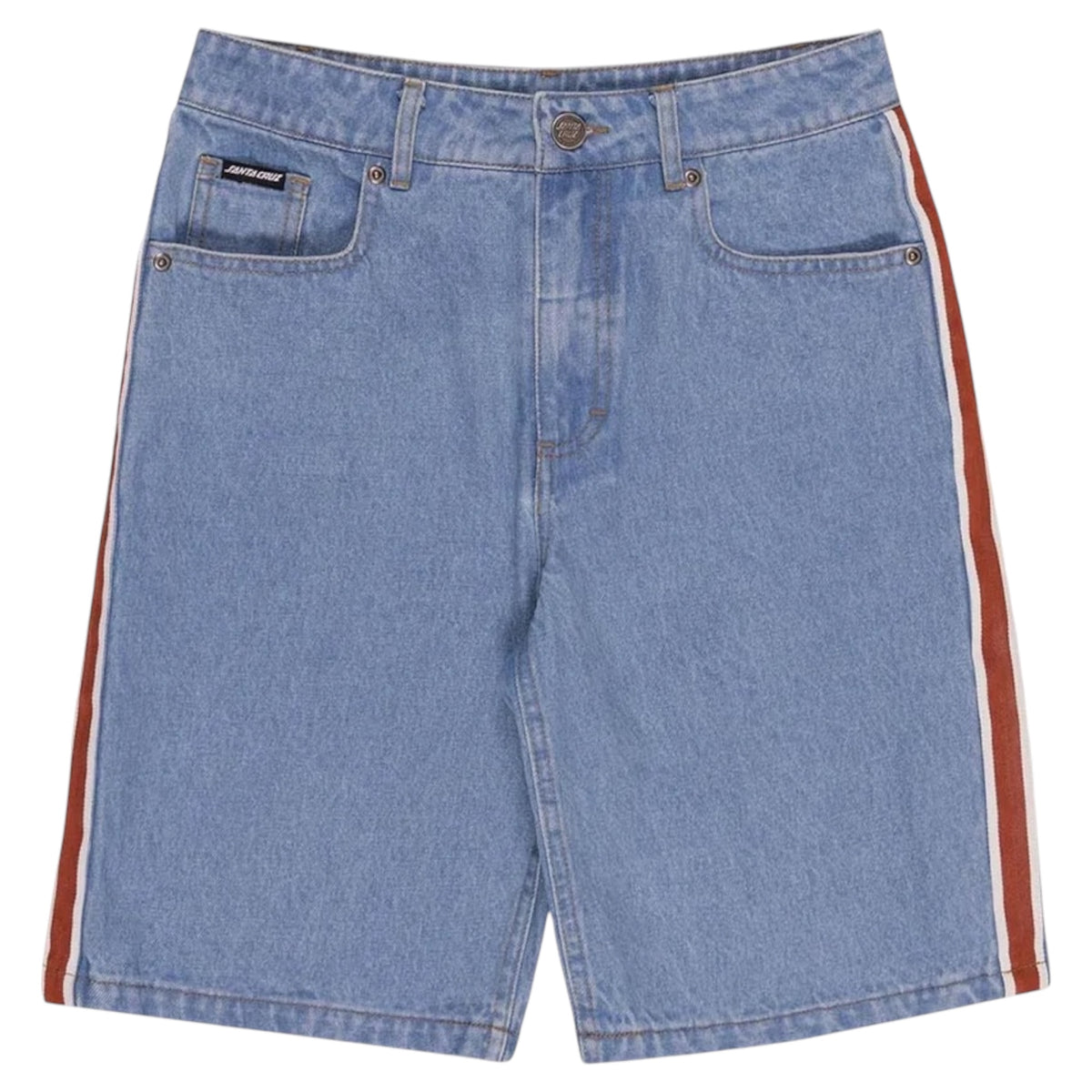SANTA CRUZ FISHEYE STRIP  STACK YOUTH JEAN SHORTS - MID BLUE