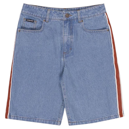 SANTA CRUZ FISHEYE STRIP  STACK YOUTH JEAN SHORTS - MID BLUE