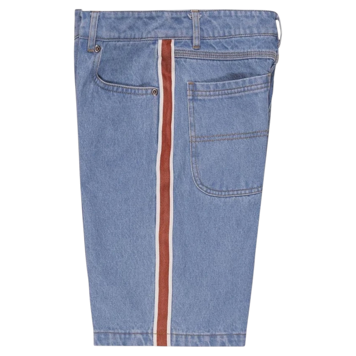 SANTA CRUZ FISHEYE STRIP  STACK YOUTH JEAN SHORTS - MID BLUE