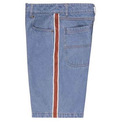 SANTA CRUZ FISHEYE STRIP  STACK YOUTH JEAN SHORTS - MID BLUE