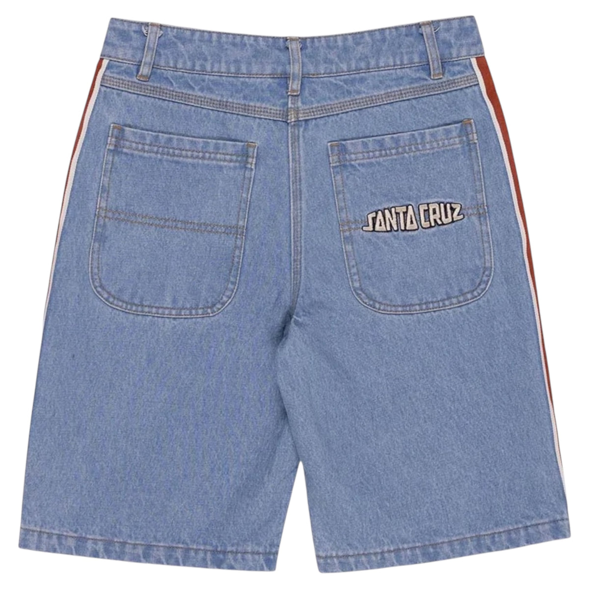 SANTA CRUZ FISHEYE STRIP  STACK YOUTH JEAN SHORTS - MID BLUE