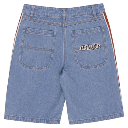SANTA CRUZ FISHEYE STRIP  STACK YOUTH JEAN SHORTS - MID BLUE