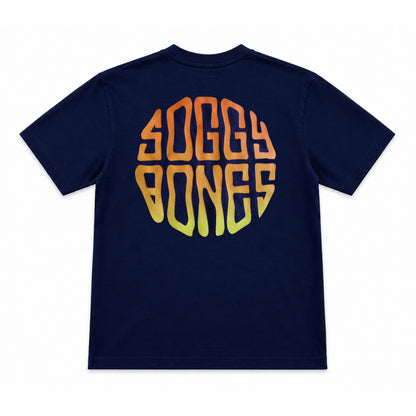 Soggy Bones YOUTH OG Gradient Fade Tee – Navy / Orange & Yellow