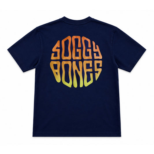 Soggy Bones YOUTH OG Gradient Fade Tee – Navy / Orange & Yellow