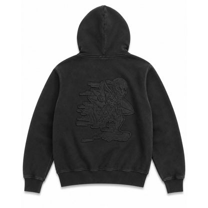 Soggy Bones Skeleton Garage Wash Zip Through Hood – Washed Black