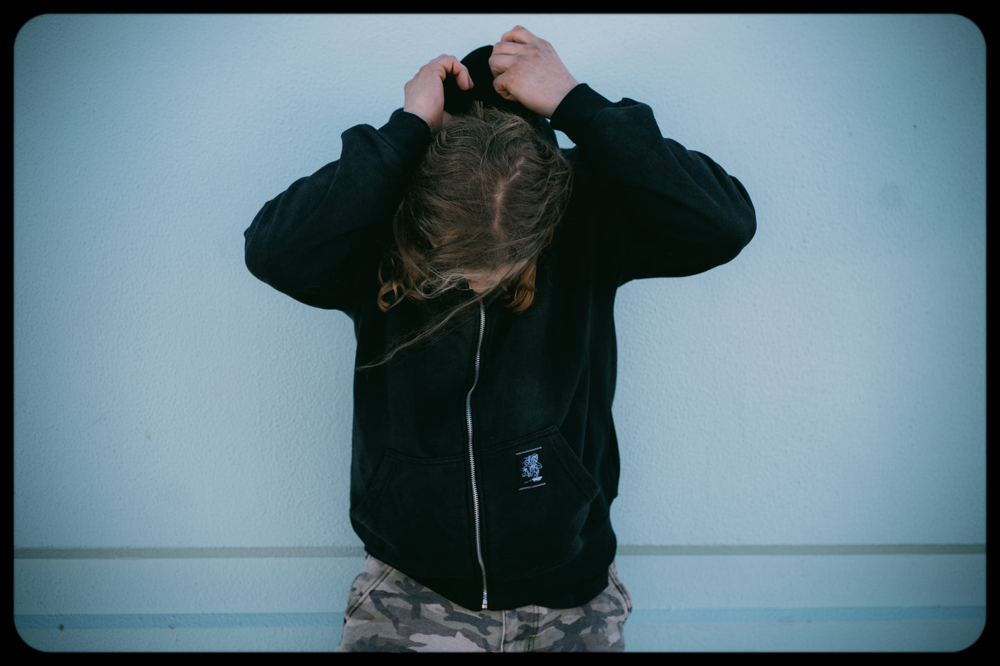 Soggy Bones Skeleton Garage Wash Zip Through Hood – Washed Black
